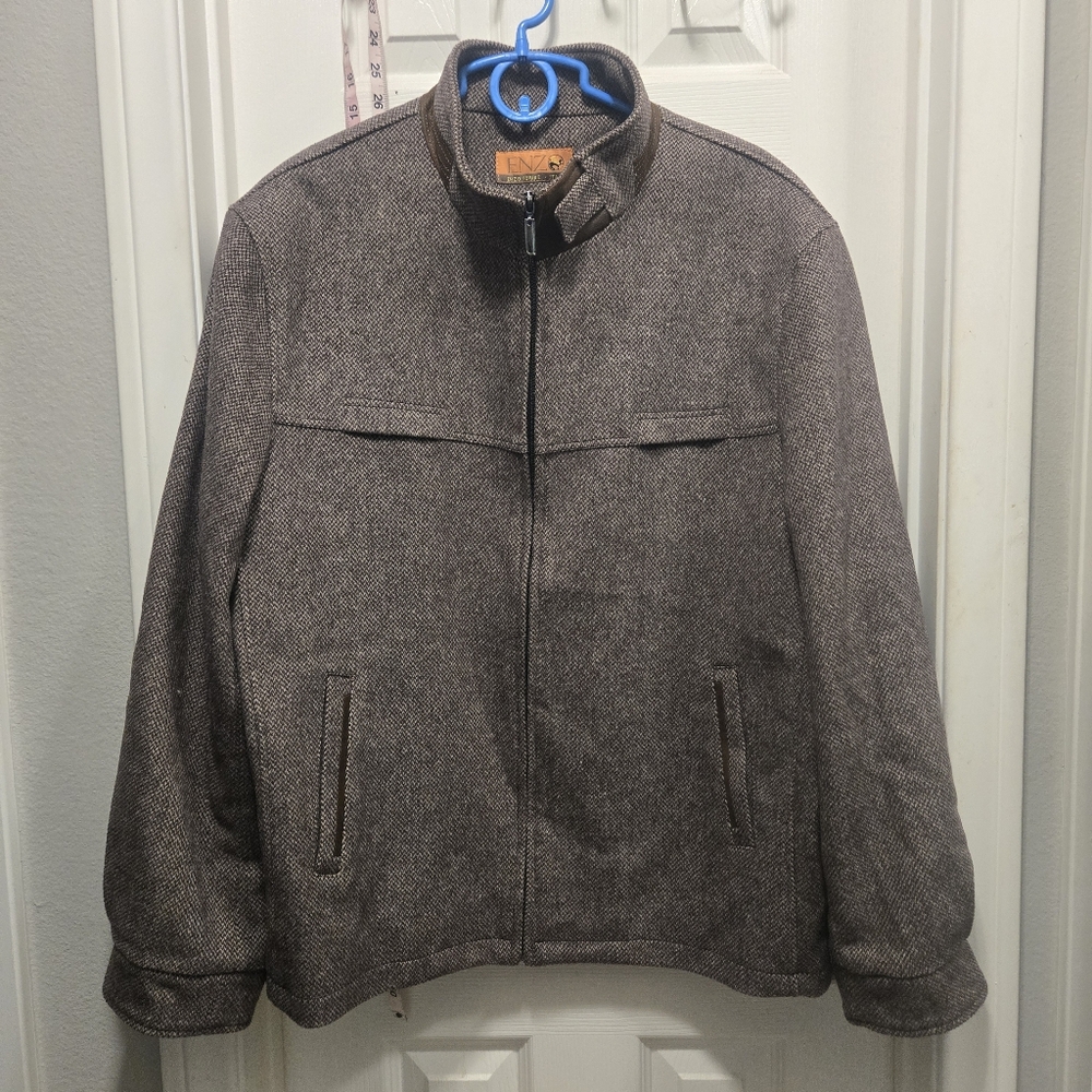 Enzo Tovare Men's Brown/tan Wool Blend Jacket Size 2XL